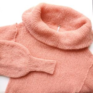 Free People OPHELIA Pullover Sweater XS Alpaca Blend Cowl Neck Peach Orange